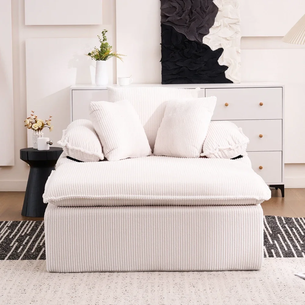 Modernes, bequemes Lese-Liegesofa mit breiten Armlehnen, keine Montage erforderlich, Sitzmöbel für das Wohnzimmer im Innenbereich – Detail 21