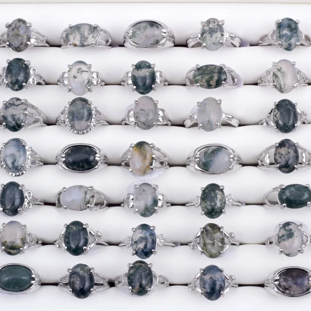 Wholesale 50pcs Natural Stone Agates Rings High Quality Texture Gem