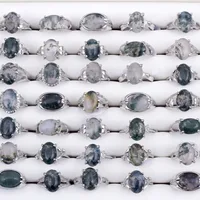 Wholesale 20 Pieces Mix Lot Water Grass Agate Natural Stone Rings Fashion Jewelry Lady's Ring 1