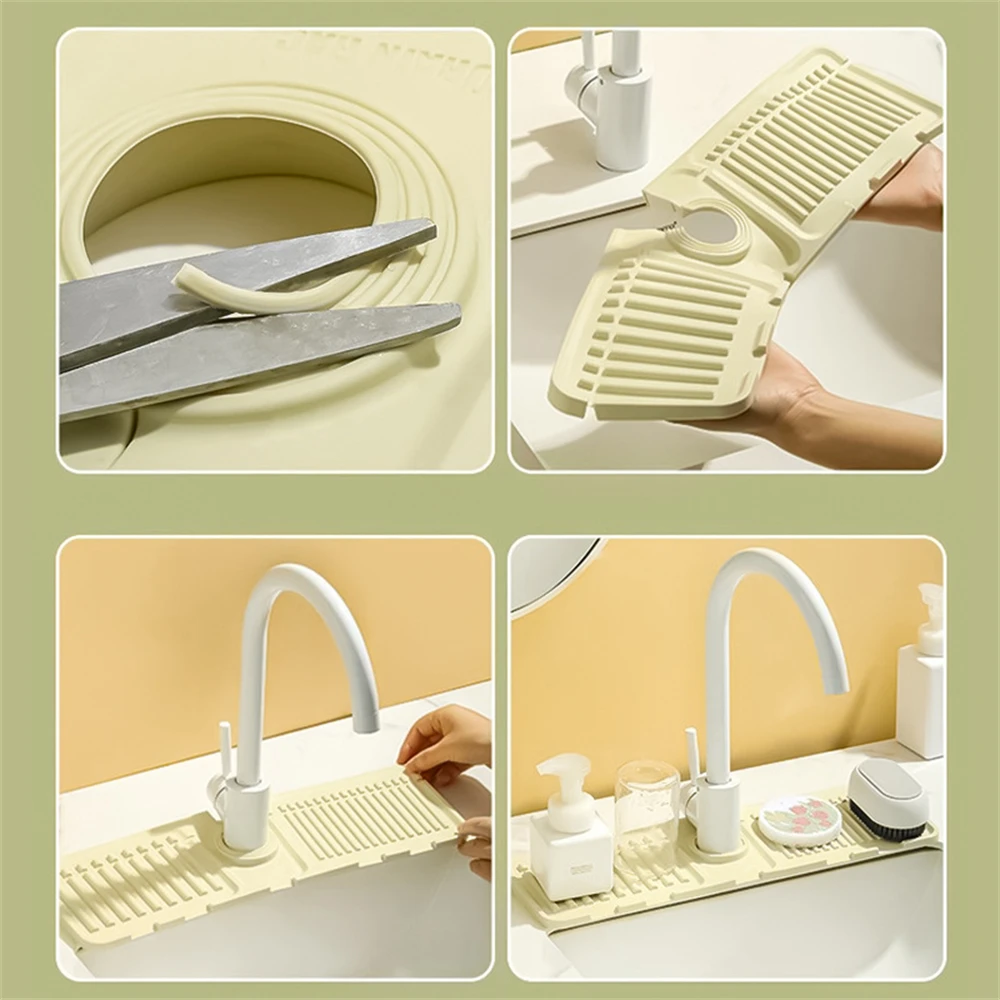 Silicone Faucet Guard Drain Mat Anti-splash Household Kitchen Bathroom Countertop Storage Rack Washbasin Splash-proof Sink Mat