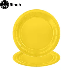 Yellow Party Supplies Tableware Set - Paper Plates, Napkins, and Cups (10pcs 9inch Plates)