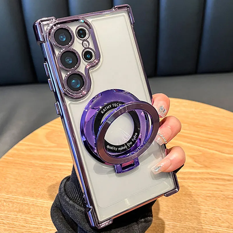 Magnetic Luxury Shockproof Clear Case with Holder Stand