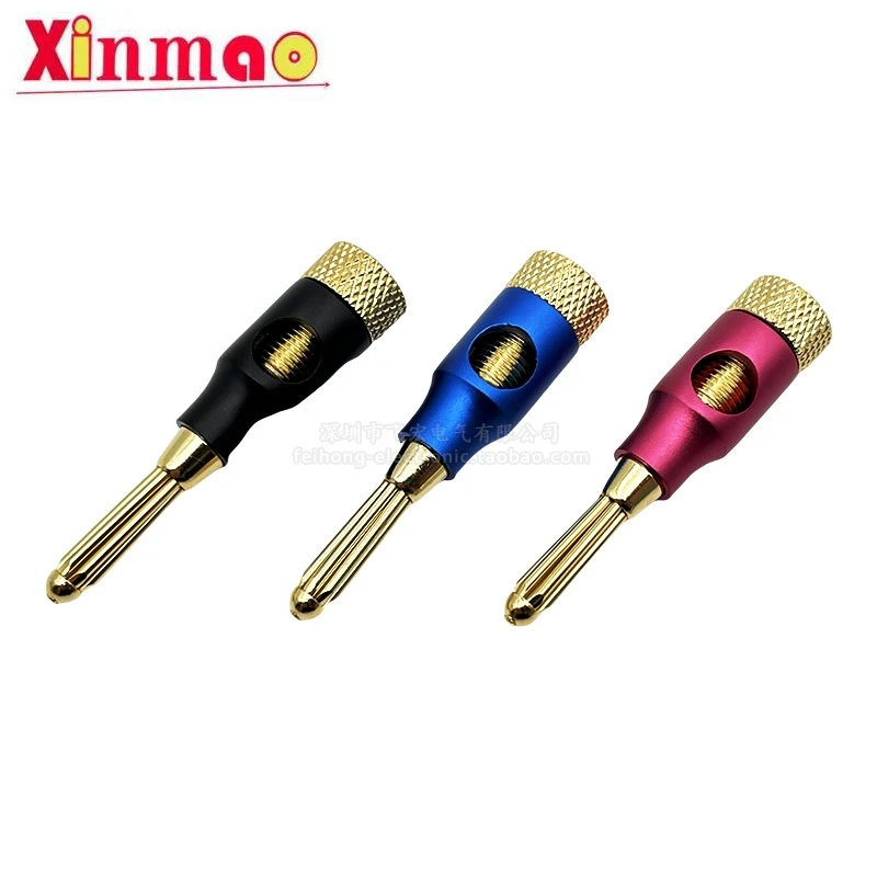 Fever Audio Plug Socket Frosted Power Amplifier Horn Terminal Pure Copper Gold-Plated Speaker Cable Banana Plug 4Mm