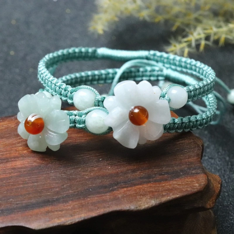 

Японский нефритовый браслет с цветами, натуральный подарок для мужчин, роскошные талисманы, подарки для женщин, настоящие ювелирные изделия, ожерелье с драгоценными камнями, подвески