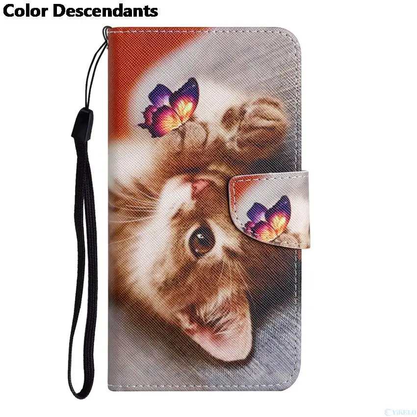 Elegant Flip Wallet Leather Case with Butterfly, Flower, Cat, and Flamingo Design