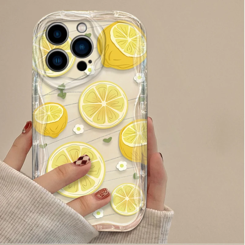 Summer Fruit Lemon Flower 3D Clear Silicone Phone Case Cover