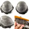 0.04-0.06mm Male Hair Prosthesis Soft Knotted Skin Toupee Men Durable Wigs 100% Human Hair System Unit Capillary Prosthesis 5