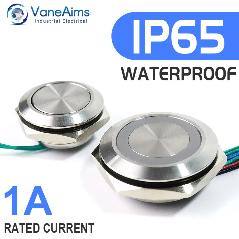 19/22/25/30mm Ultra Short LED Light Switch 3V 6V 12V 24V 220V Momentary Self Reset Waterproof Metal Push Button Switch with Wire - Image 3