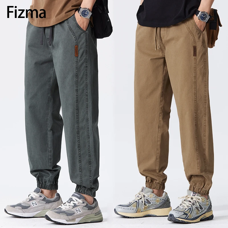 

Fizma Men Pants Soft Fabric Casual Pant Spring Summer Cargo Pants Men Washed Joggers Solid Simple Harem Trousers Y2k Baggy Pants