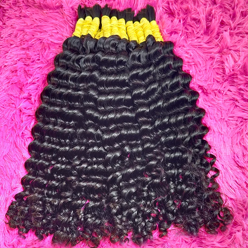 Deep Wave Bulk Human Hair For Braiding 16-30 Inch 100% Unprocessed No Weft Deep Curly Human Hair Extensions 100g/pc