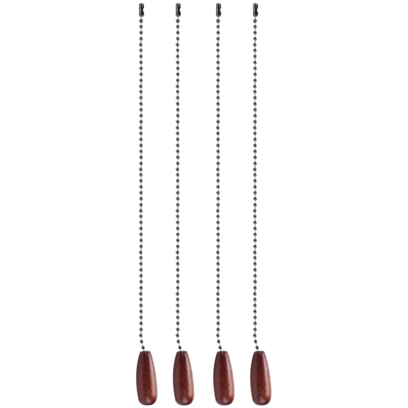 4 Pieces Ceiling Fan Chain Pulls Wooden Pull Chain Extension Pull for Ceiling Light Lamp Fan Walnut Color
