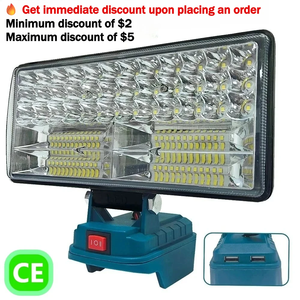 ไฟ LED พกพา 14.4V/18V พร้อม USB สำหรับแคมป์ปิ้ง/ฉุกเฉิน