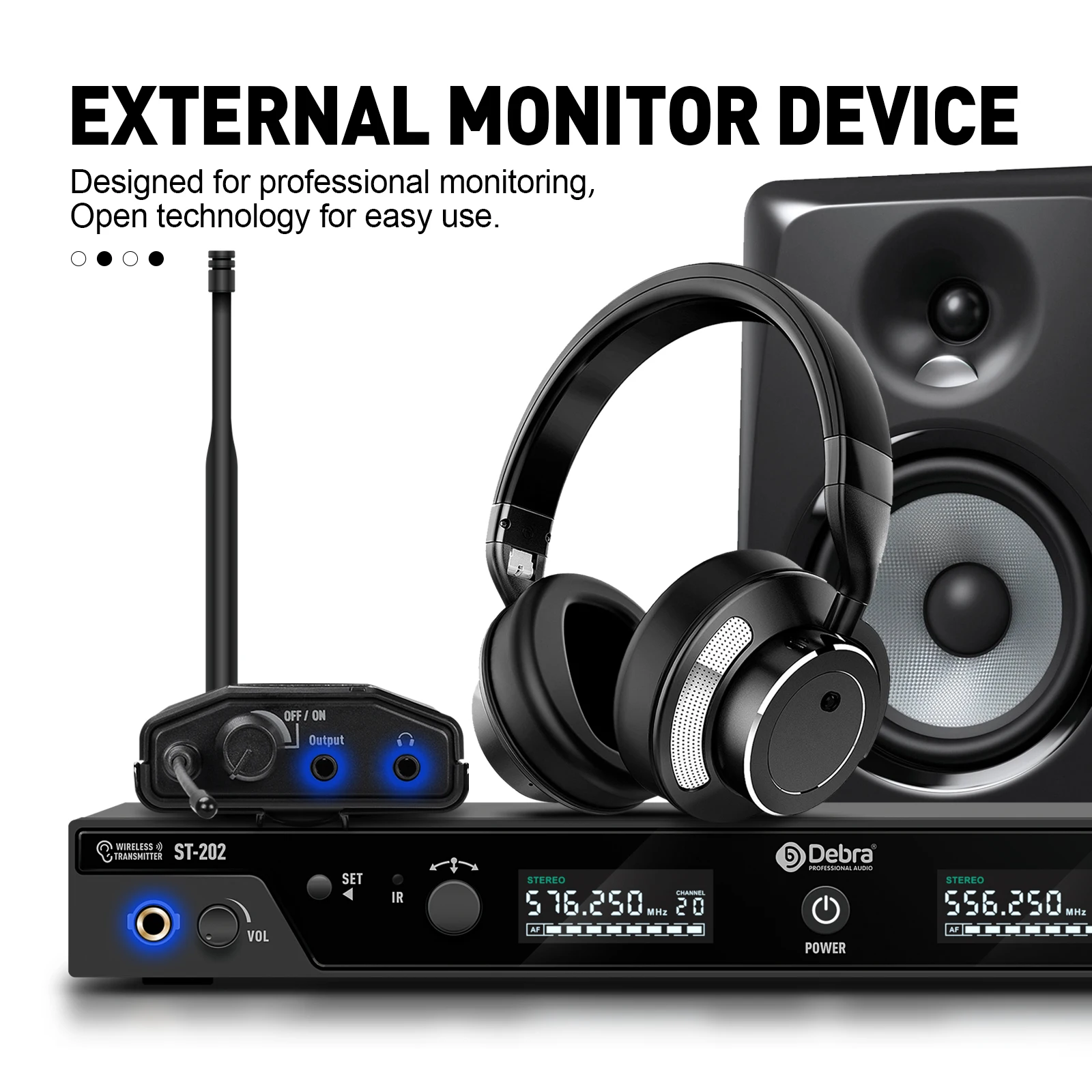 Stereo UHF Wireless In-Ear Monitor System ST-202 Dual frequency for Stage Record