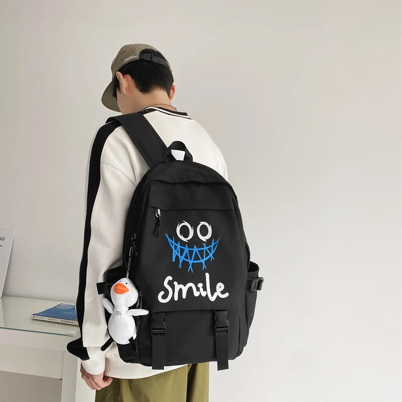รูปสินค้า กระเป๋าเป้สะพายหลังไนลอน Preppy ขนาดใหญ่ ความจุสูง