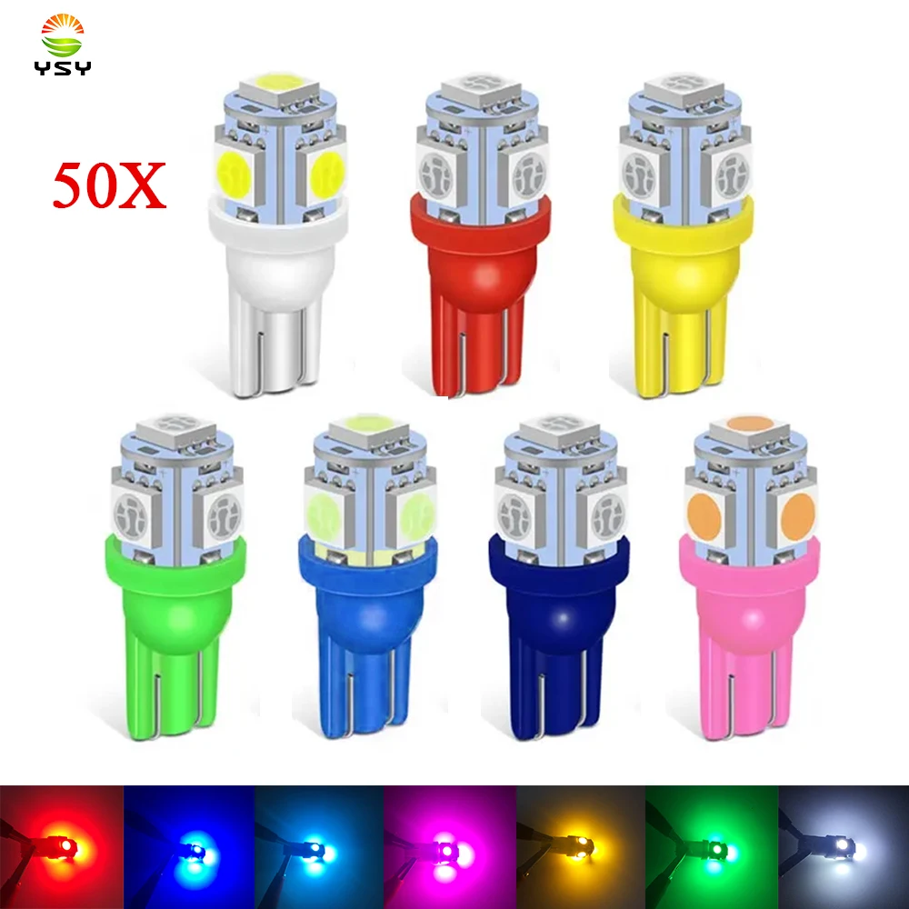 Yxy 50 Pz X 24V Led T10 194 168 W5W 5 Smd 5050 5Smd Led Lampadina A Cuneo Bianco Blu Rosso Rosa 24V Dc T10 5Smd 5050 5Led