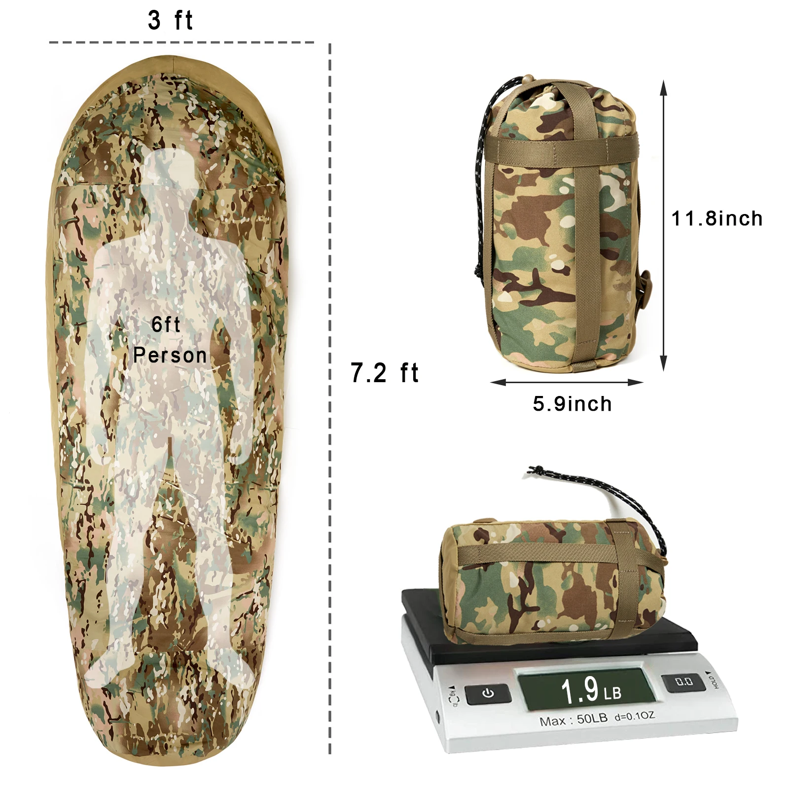 Bivy Cover Sack for Military Army Modular Sleeping System, Waterproof Outer Shell for Sleeping Bag, Minimalist Stealth Shelter 3