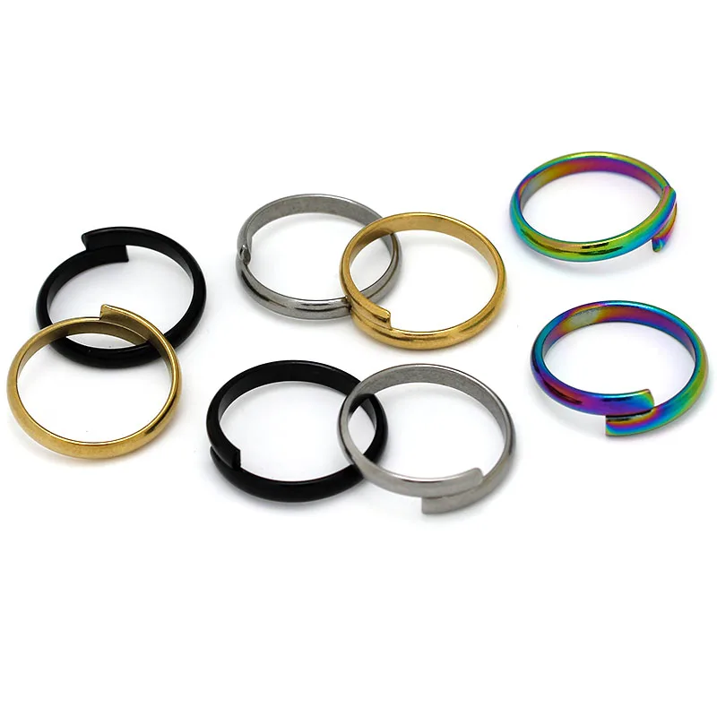 10PCS Neue Einfache Paar Edelstahl Ringe Schwarz Farbe Einstellbare Offenen Ring Für Frauen Männer Hochzeit Mode Schmuck Geschenke