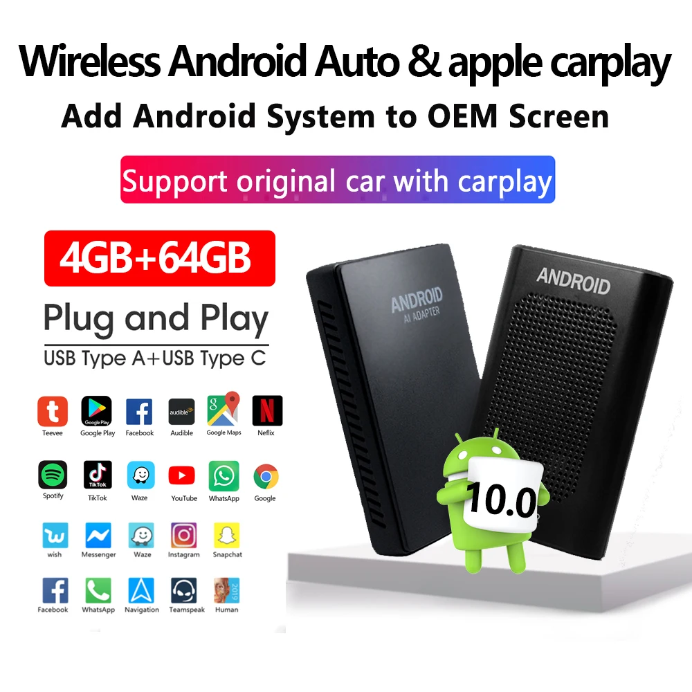 4G LTE SIM-карта беспроводной адаптер Carplay Android Автомобильная приставка