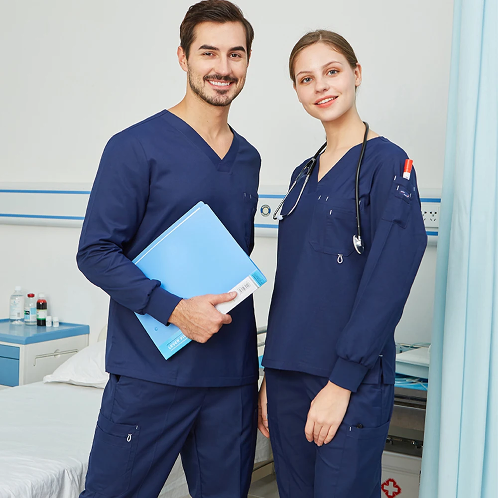 Scrub Set Medical Uniform Nurse Workwear for Women Men