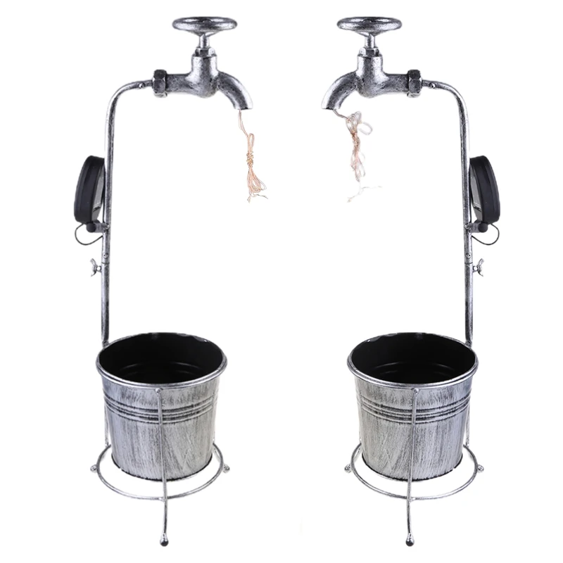 

Y166 Solar Powered Water Faucet Garden Stake LED Lights Metal Flower Pot Planter Lamp Yard Lawn Patio Landscape Decoration
