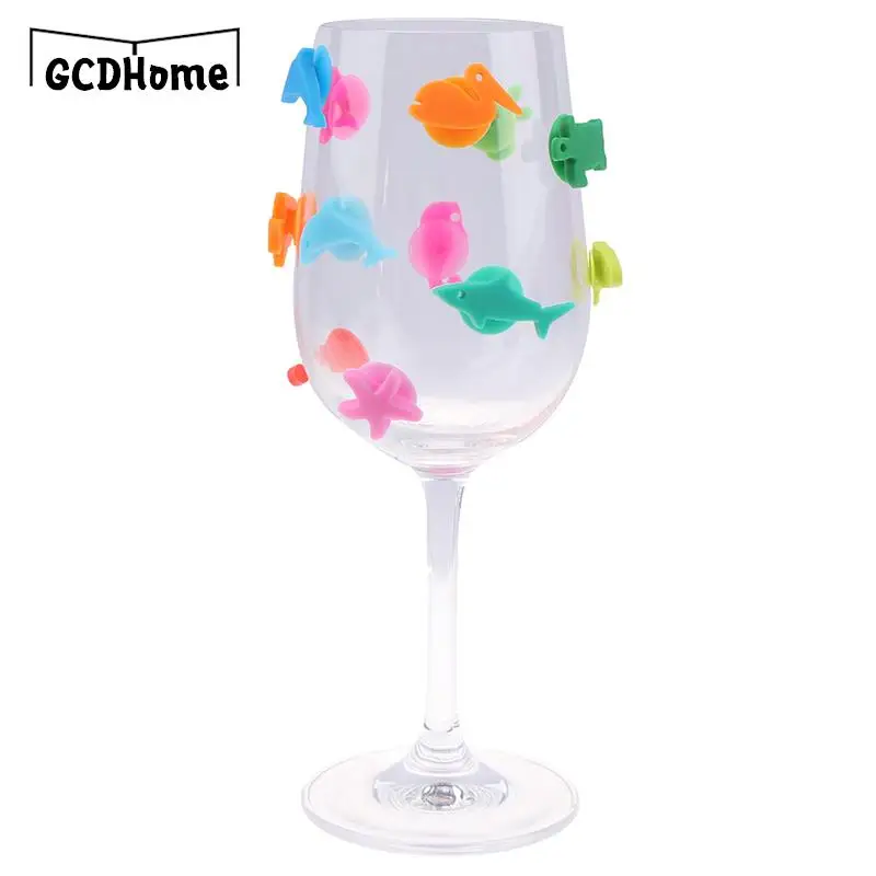 Christmas Silicone Marine Animals Wine Glass Marker Drinking Cup Identifier Tag Signs for Party (Mixed Colors) 12Pcs/Set