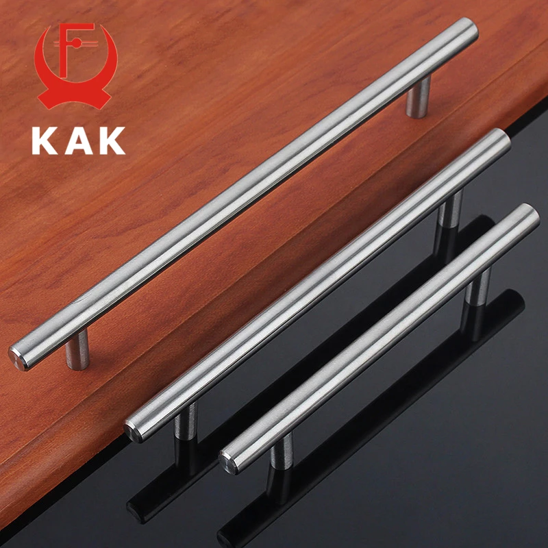 KAK 4" ~ 24'' Stainless Steel Handles Diameter 10mm Kitchen Door Cabinet T Bar Straight Handle Pull Knobs Furniture Hardware