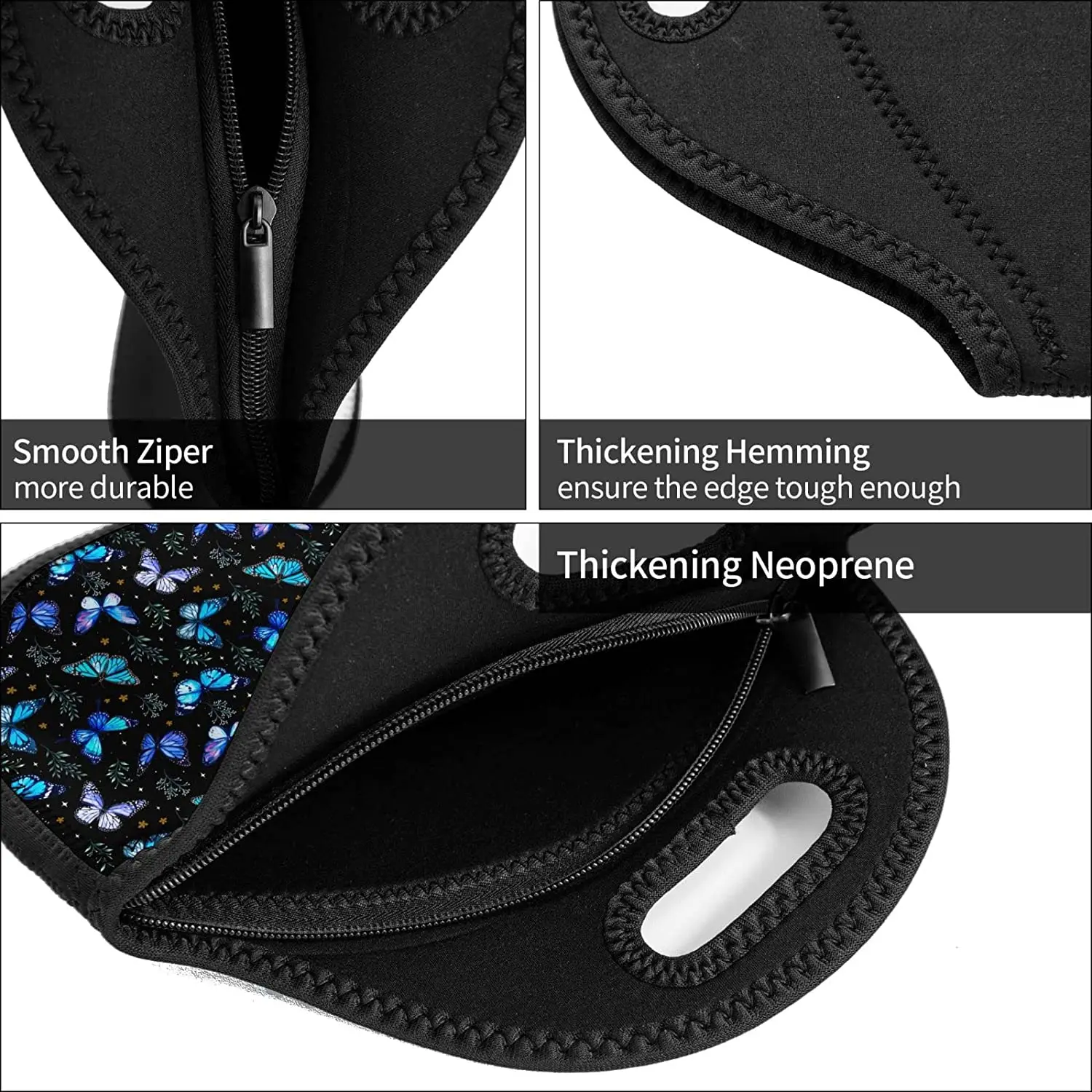 butterflies Portable Insulated lunch box for men women girls boys Neoprene Cooler Tote Lunch Bags