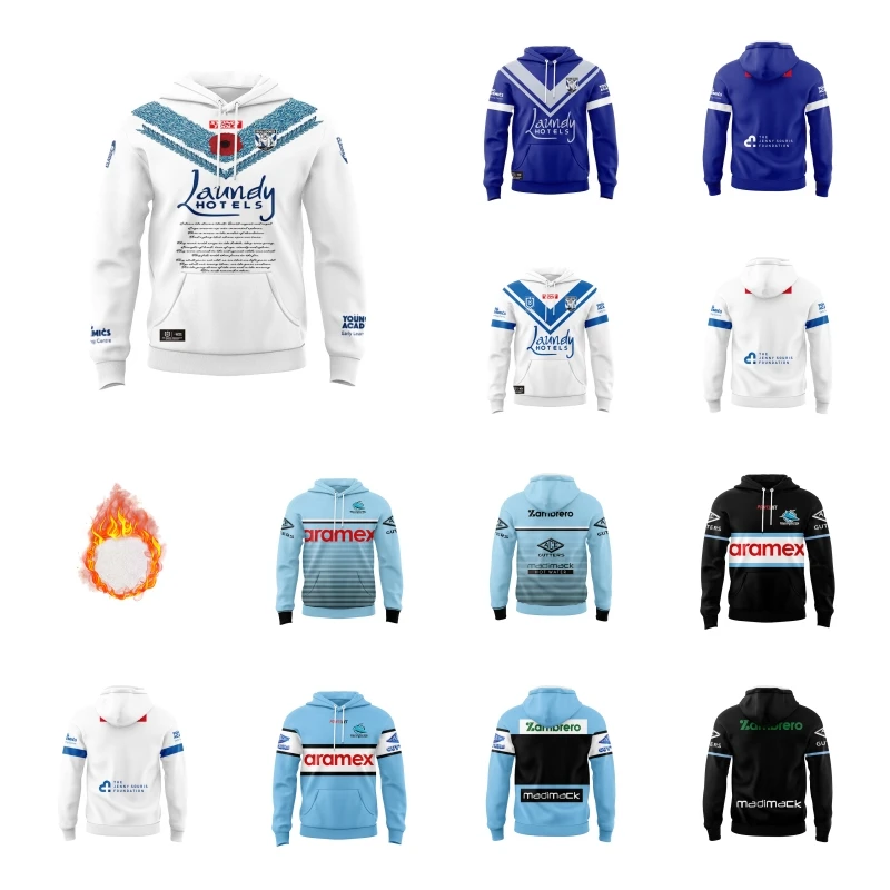 

2023 Bulldogs Home / Away / Indigenous / Anzac / Singlet / Cronulla-Sutherland Sharks Hoodie Sweatshirt Rugby Jersey