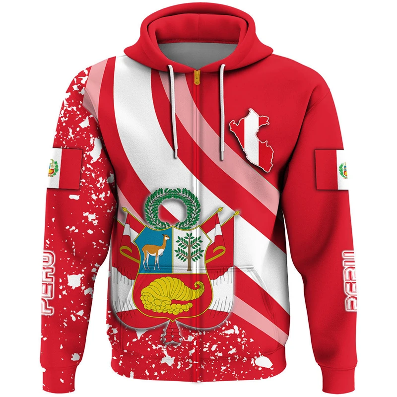 thumbnail image 1 of Sudadera con capucha con estampado 3D del emblema de la bandera de Perú para hombre, ropa de calle de gran tamaño, moda masculina, sudaderas holgadas para niño, 1 of 5