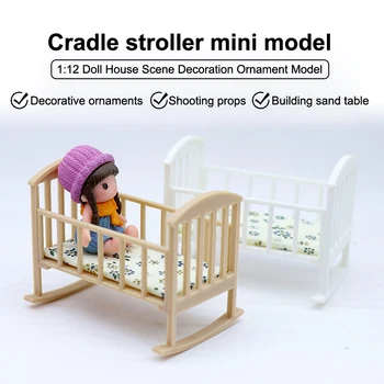 1/12 Casa delle bambole Mini Culla Lettino Letto a dondolo Modello di mobili Accessori per la casa delle bambole Decor Bambini Giochi di imitazione Giocattoli Regalo