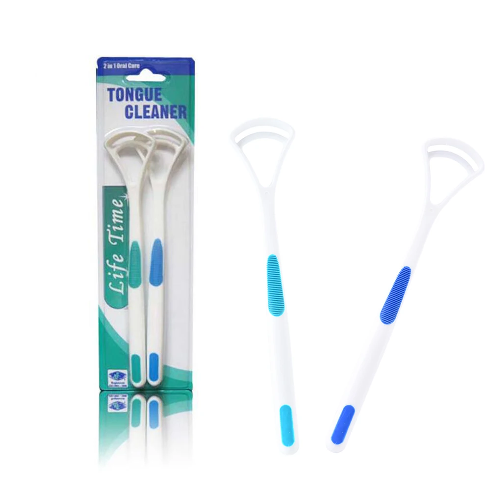 5 Pairs 2 In 1 Tongue Scraper Reusable Oral Hygiene Care Tongue Brush Cleaner Food Grade Mouth Fresh Breath Oral Cleaning Tools