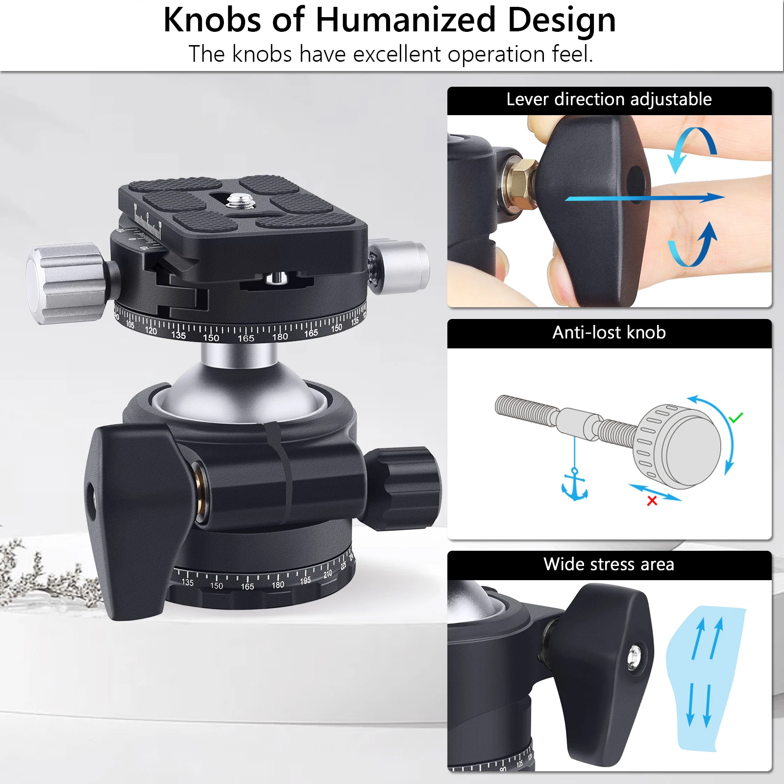 Tripod Head 720&deg; Dual Panorama Professional Video Ball Head Mount Low Profile Quick Release Plate Ballhead DSLR Camera EB36R tripod ball head camera panoramic head
