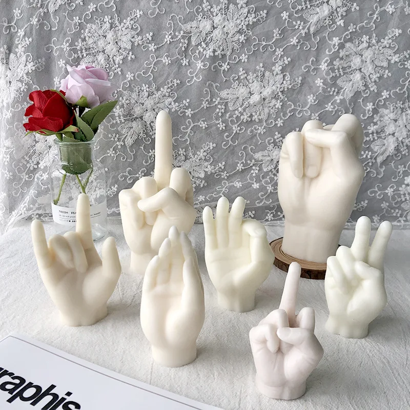 Gesture Candle Mold Erect Middle Finger Up DIY  Accessories Middle Finger Cake Silicone Mould Candle Making Molds