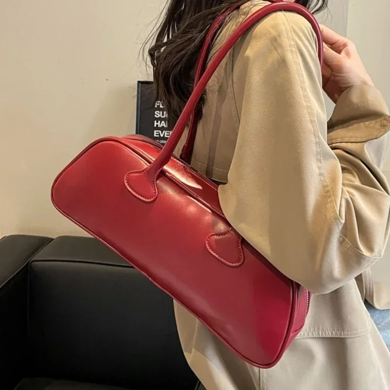 Advanced Sense Retro Pu Zipper Ladies Shoulder Bags Trend Light Luxury Bags for Women Handbag Bolsas Femininas