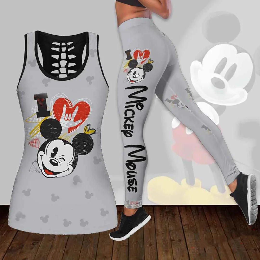 Disney Stitch Women's Book Hollow Tank Top+Women's Leggings Yoga Wear  Fitness Leggings Sports Suit Disney Tank Top Leggings Suit - AliExpress