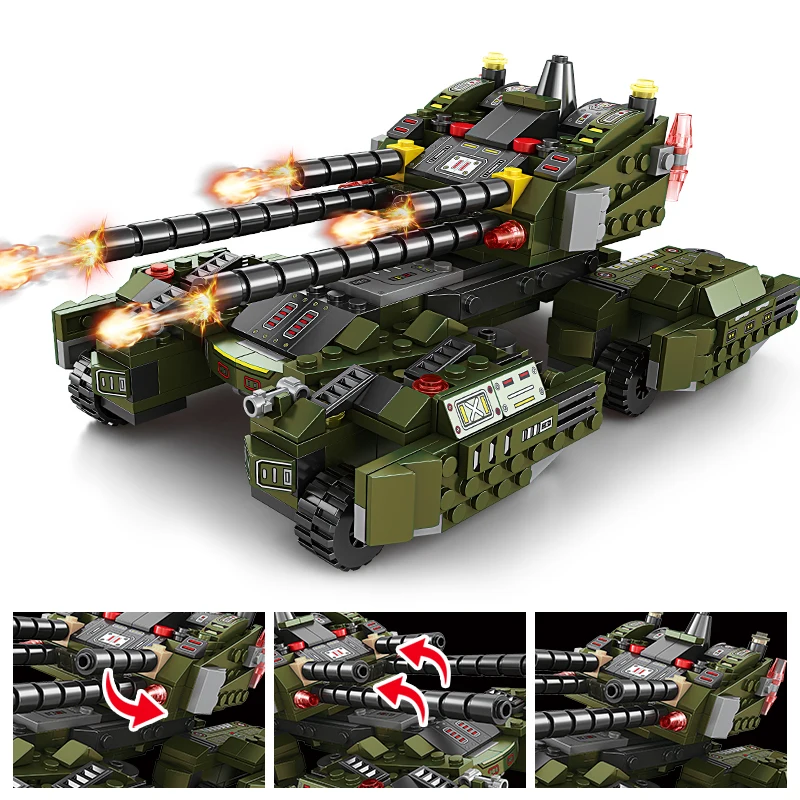 World War II Tank Military Series Vehicle Truck Construction Building Blocks Tan