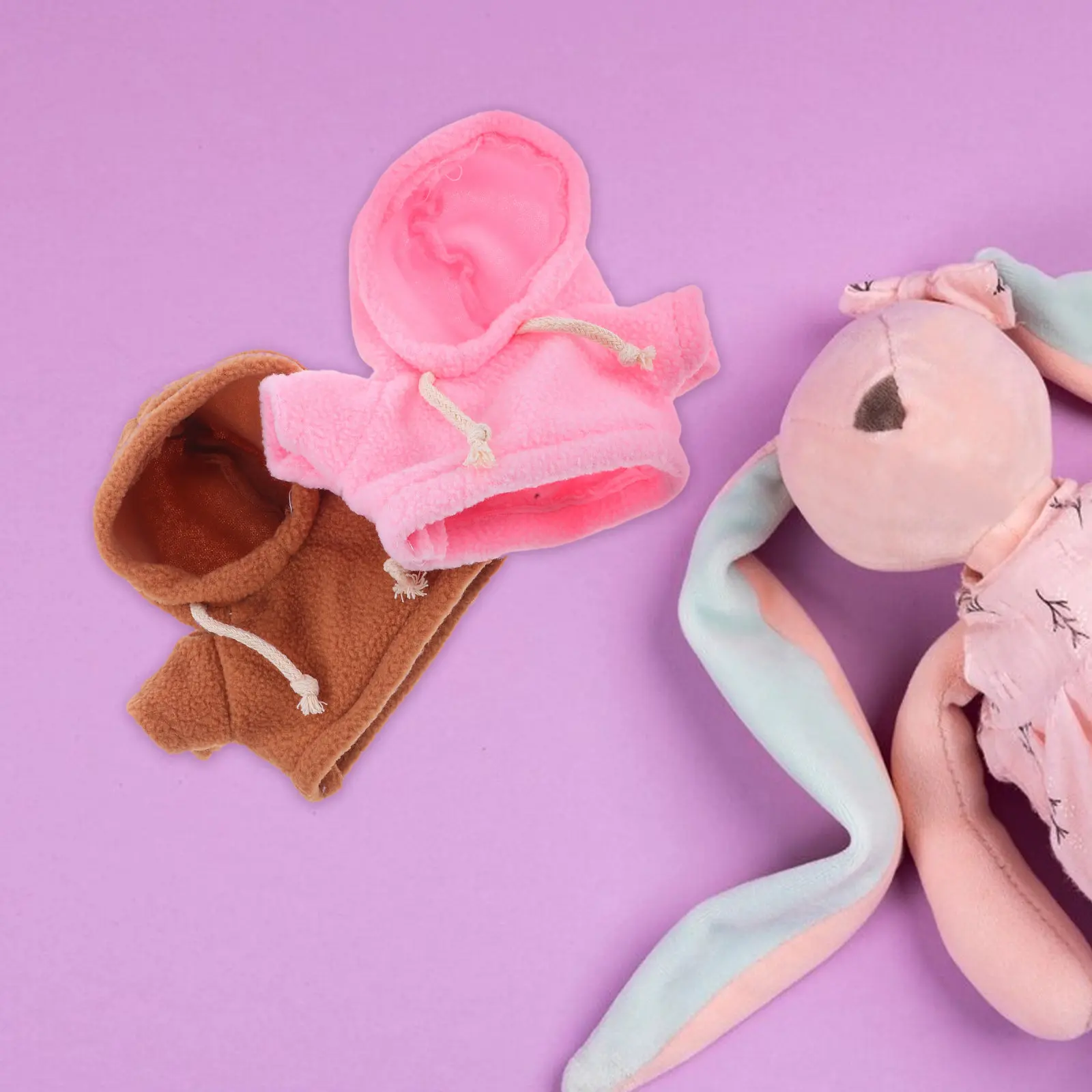 20cm 인형을위한 2Pcs 소프트 베어 후드 의류 미니 의상 교체 의류 겨울 코트 귀여운 유행