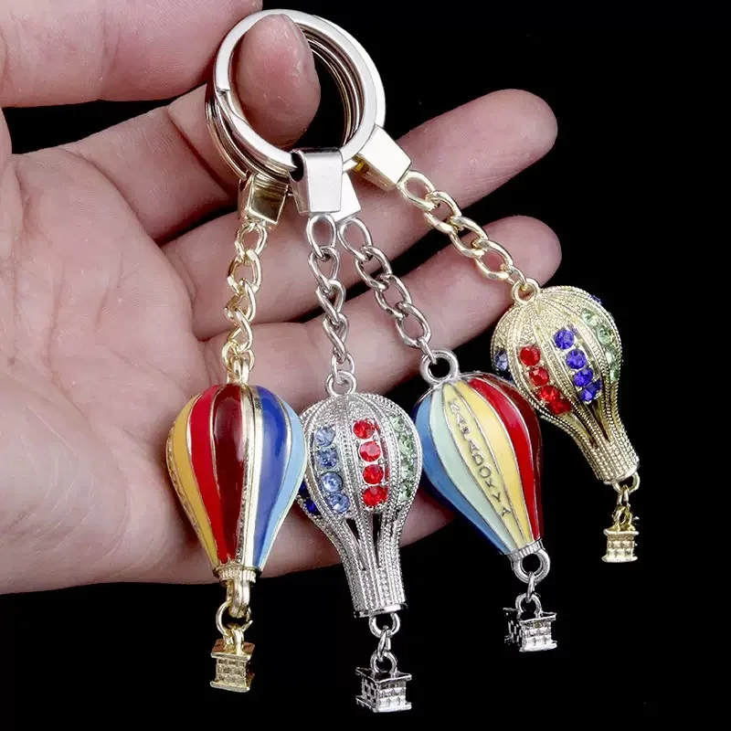 Metal Hot Air Balloon Keychain Pendant Travel Accessory