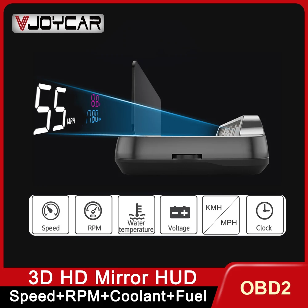 Vjoycar 2023 Ultimo Auto-Lift Mirror Hud Mx-Pro Large & Clear Font Rpm Speed Projector Km/H Mph Accessori Per Auto Allarme Di Sicurezza