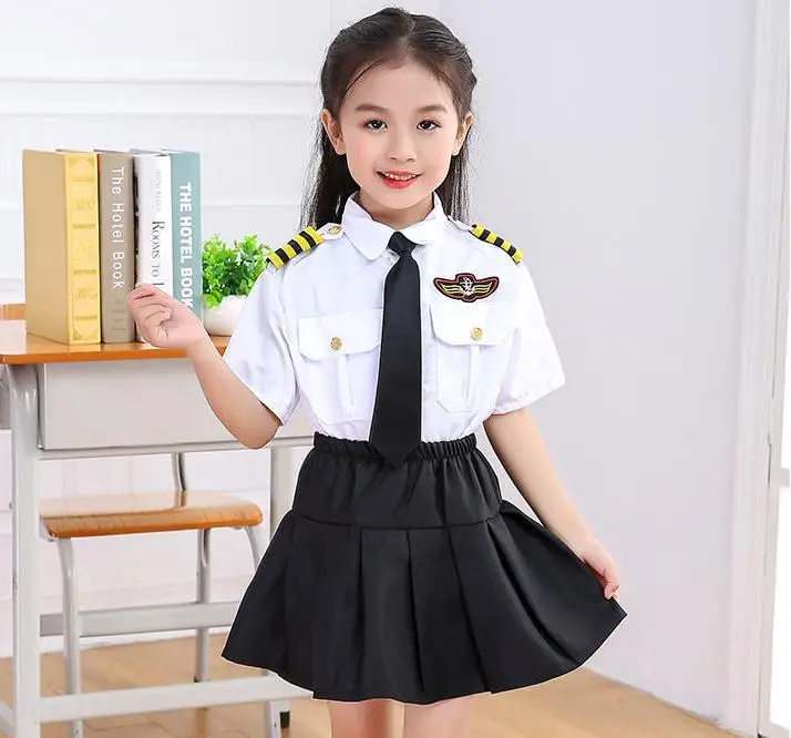 Uniformes de piloto de avión para niños, disfraces de Cosplay de