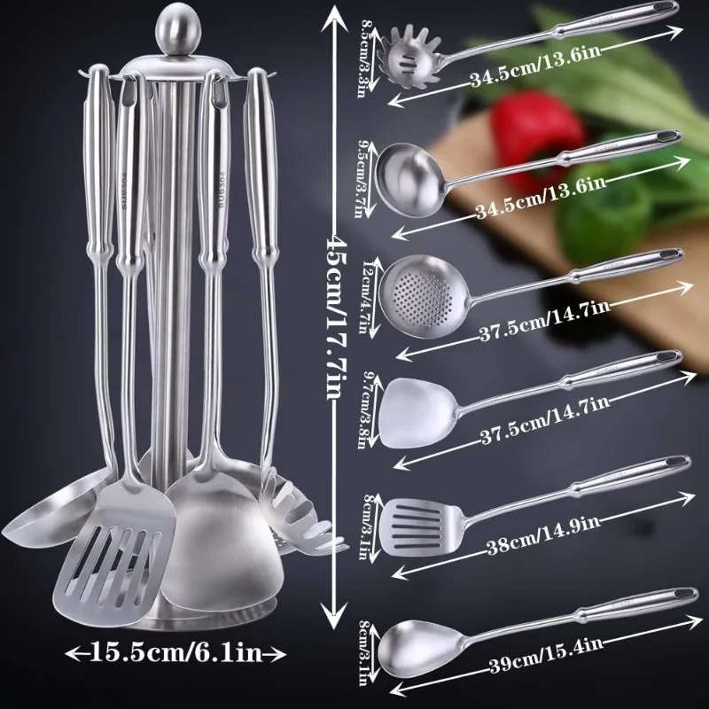  Peohud Set of 7 Kitchen Utensil Set, 304 Stainless