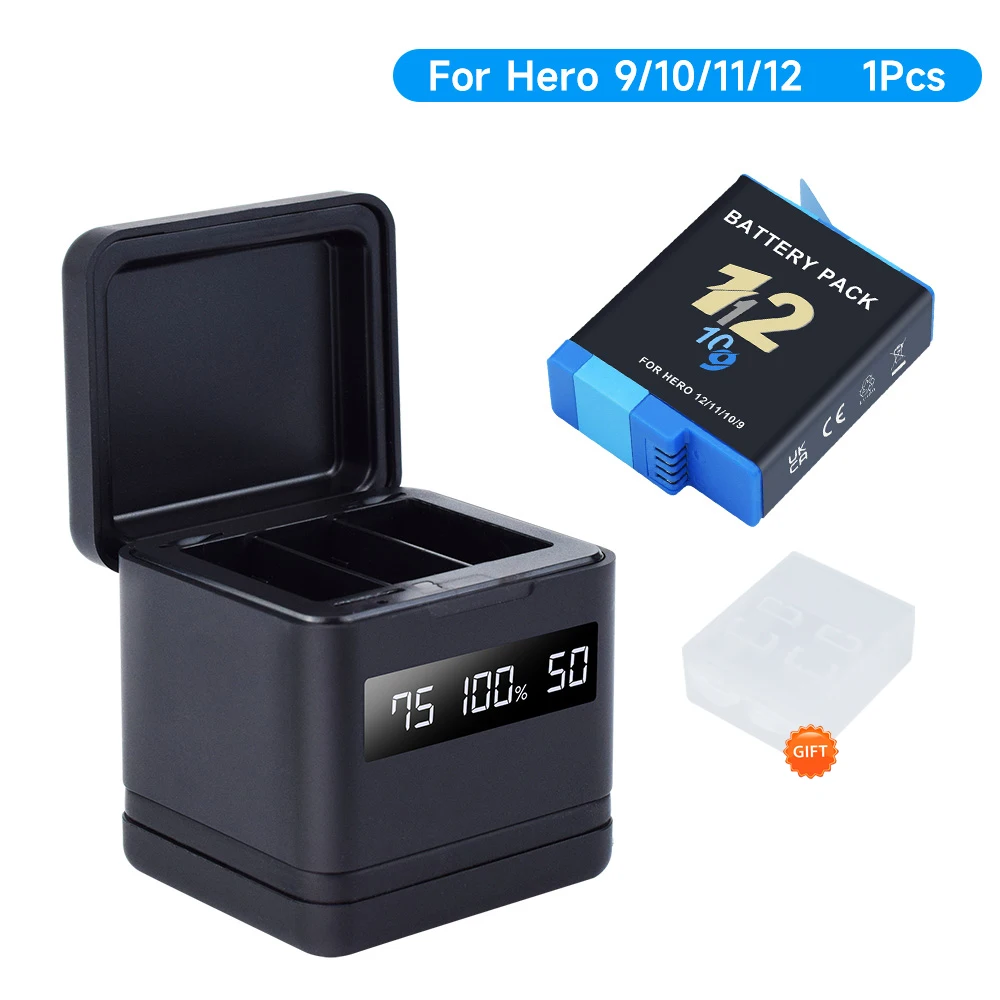 High-Capacity 2000mAh Battery with LCD Display 3-Slot Charger & Type-C Port