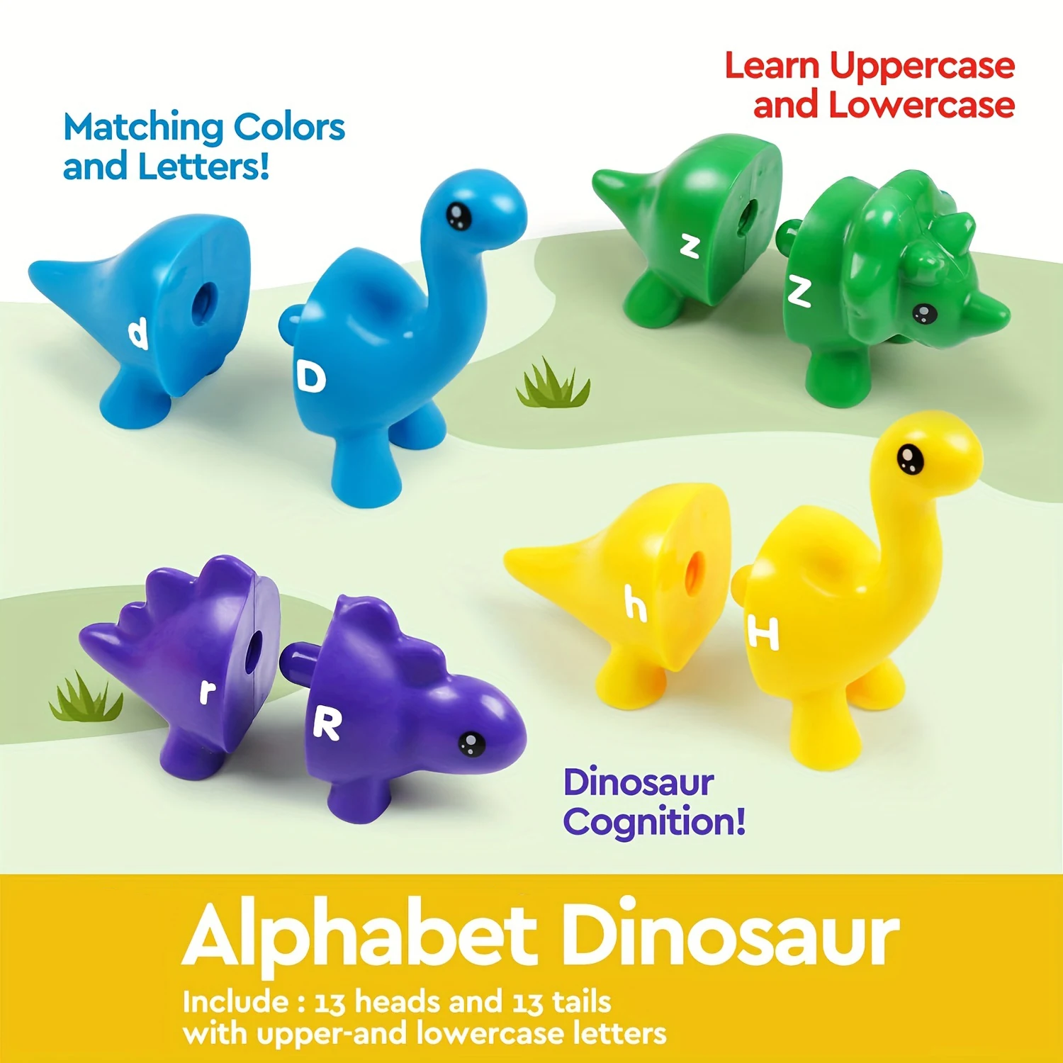 Dinosaur Matching Game Toys Alphabet Matching / Number Matching Montessori Toy for Kids Learning Colors Numbers Letters Toy 2