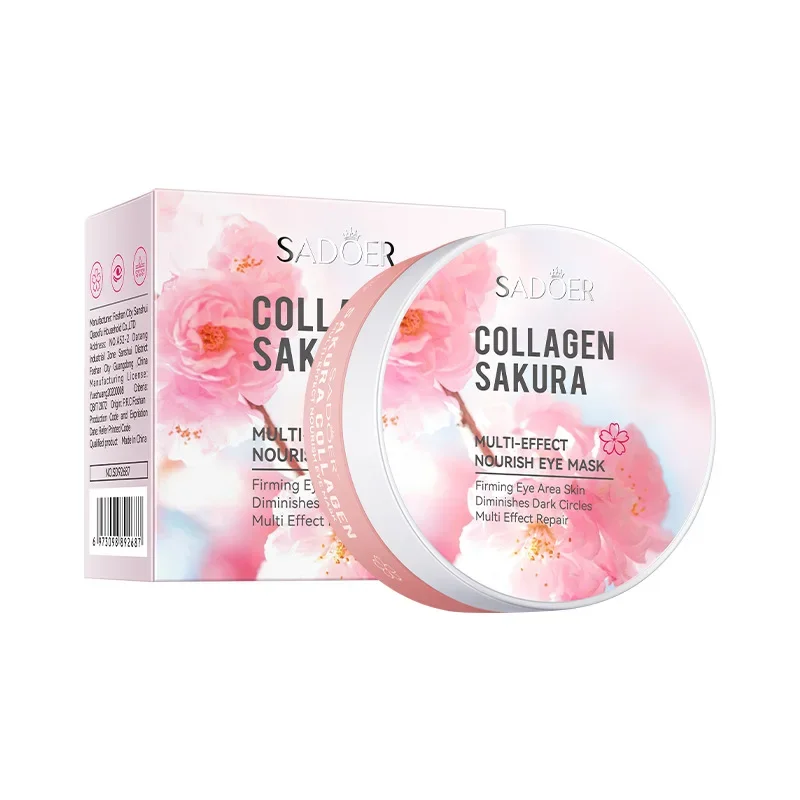 60pcs SADOER Sakura Collagen Eye Mask Anti Dark Circles Eyes Bags Removal Moisturizing Firming Eye Patches Skin Care for Eyes 6