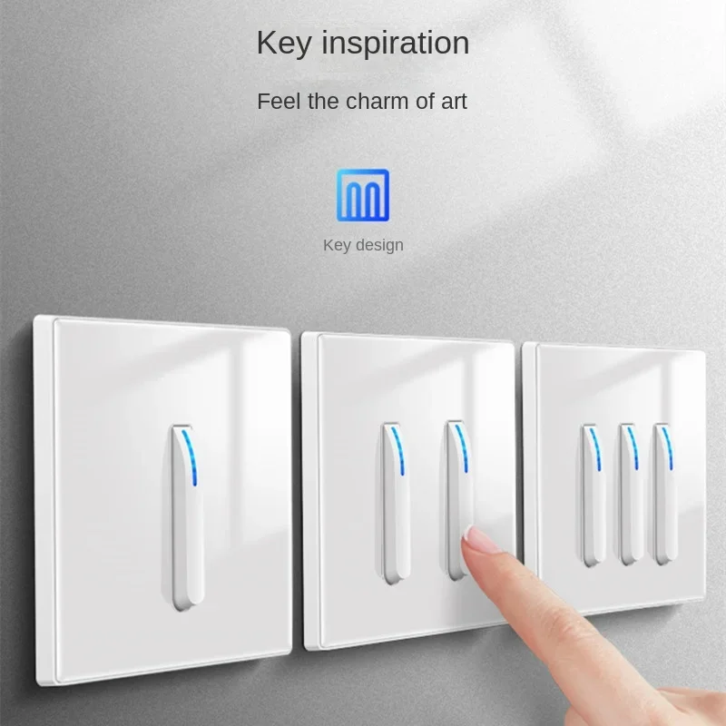 White Glass Piano Button Wall 220V Light Switch Panel,European Reset ...
