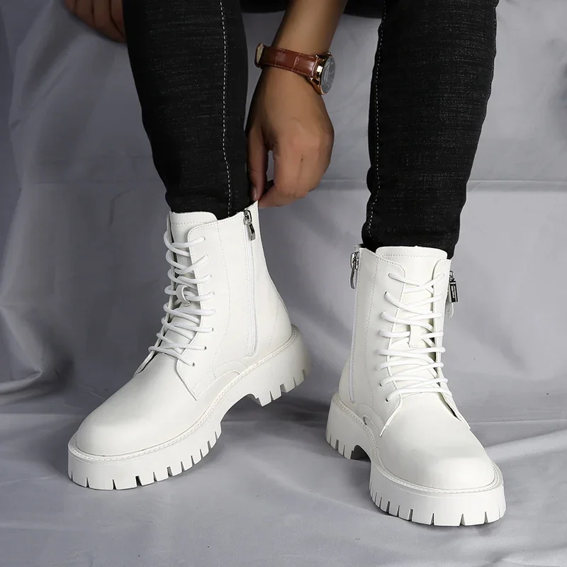 Men's English Style Thick Sole Design Chelsea Boots Luxury High End Top Layer Leather Famous Brand Casual Boots