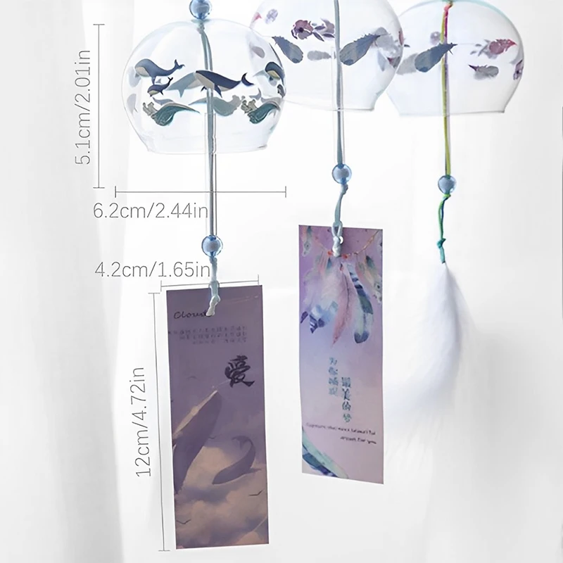 Japanese Wind Bell Japan Chimes Handmade Glass Furin Home Decors Spa Kitchen Office Decor Sakura Cherry Blossom Pattern