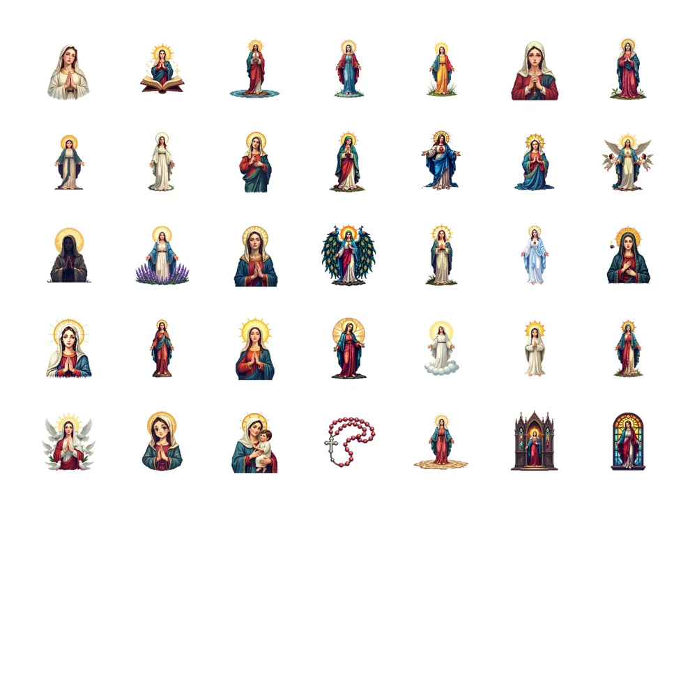 35pcs-100pcs 클래식 성모 마리아 기독교 스티커 신성한 상징적 스티커 가방 냉장고 기타 용 편지지 스티커