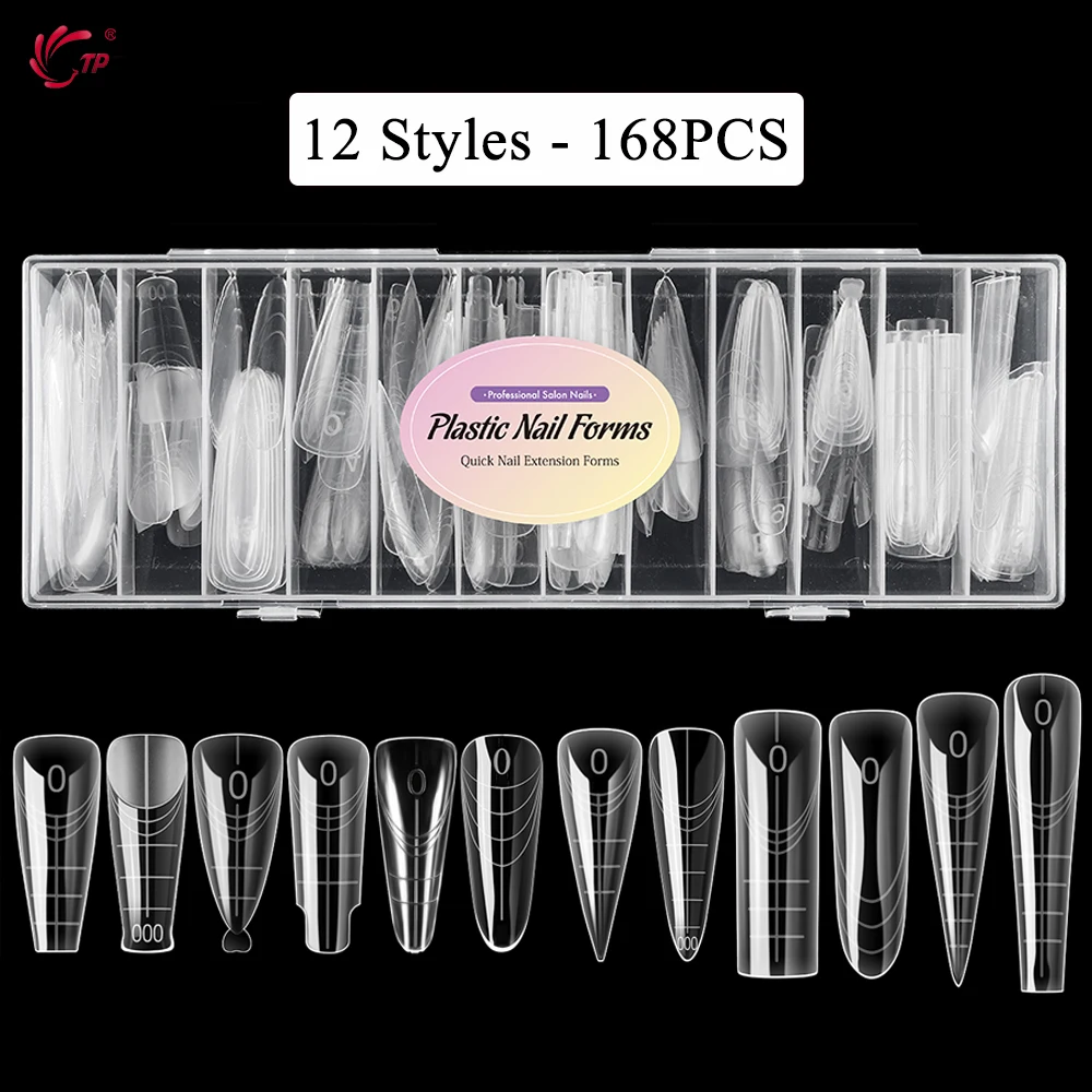 TP 168 pièces ongles double formes couverture complète construction rapide Gel moule ensembles acrylique réutilisable système d'extension d'ongle outils de manucure 12 Types