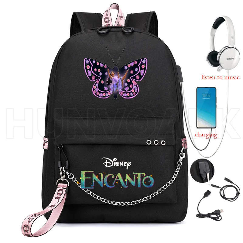 Encanto Zaino Mirabel Madrigal Zaino Borse Da Scuola Capacità Borse Da Viaggio Mochila Laptop Catena Zaino Cuffie Porta Usb